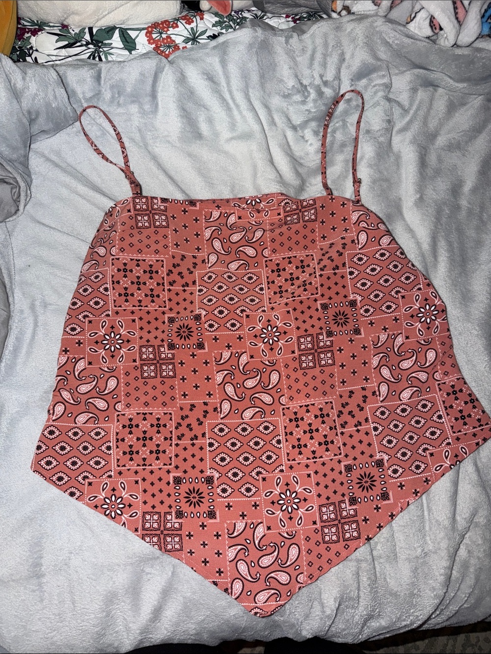 Wrangler Pink Bandana-Print Handkerchief Hem Cami